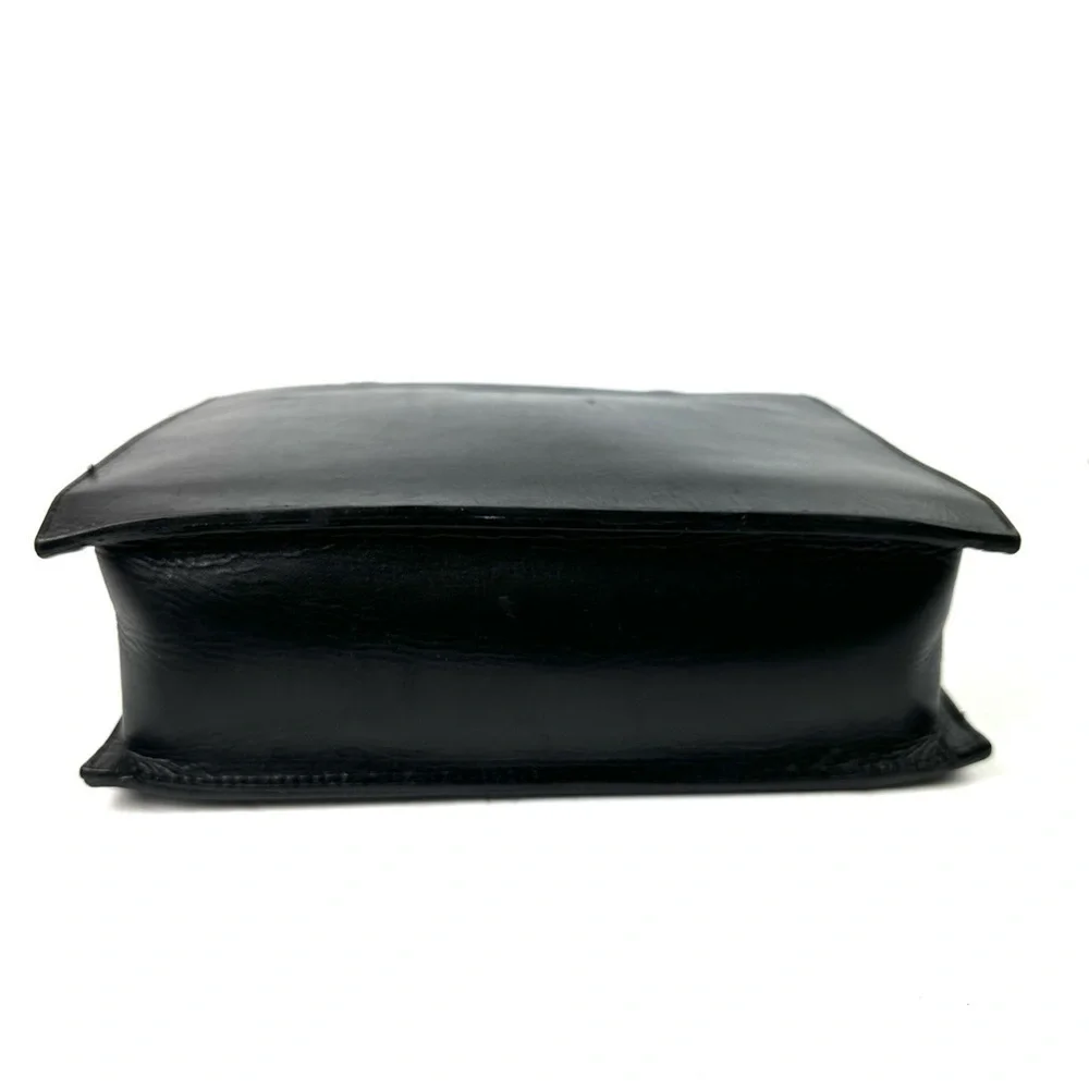 Overland Vintage Handbag Black‎ Leather Double Handles Made In USA Purse